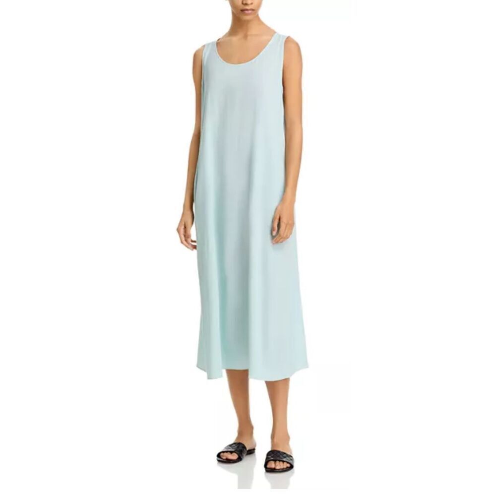Nearly NEW Eileen Fisher 100% silk crepe maxi dress, XS $398 C40